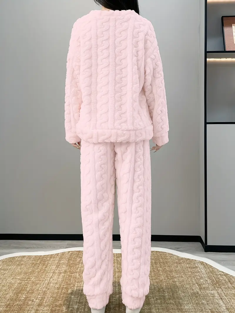 Женский зимний флисовый пижамный комплект – кофта и брюки