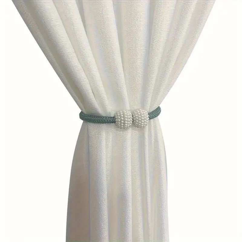 Магнитные держатели для штор с жемчужными шарами, серебристые, комплект 4 шт.