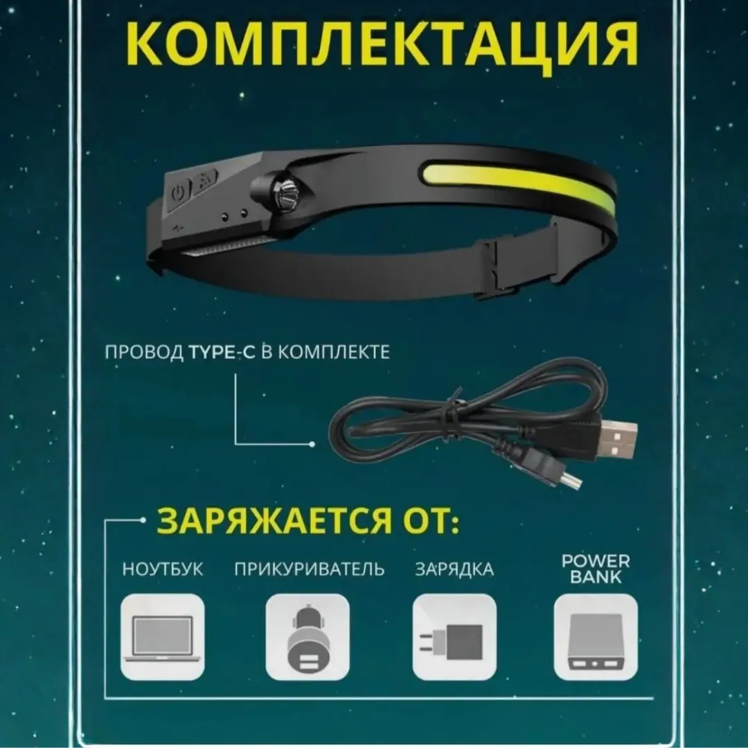 Сенсорный налобный фонарь