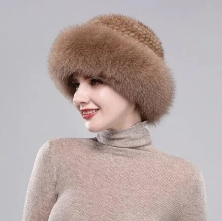 Зимняя шапка из искусственного меха норки