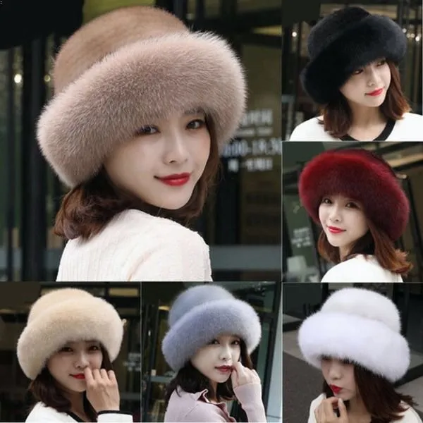 Зимняя шапка из искусственного меха норки