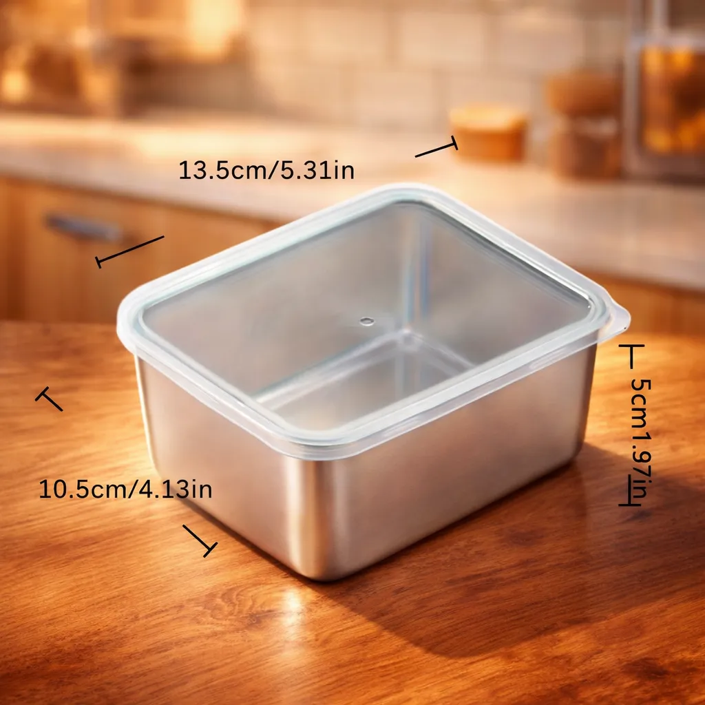 Набор контейнеров из нержавеющей стали с прозрачными крышками, 3 штуки