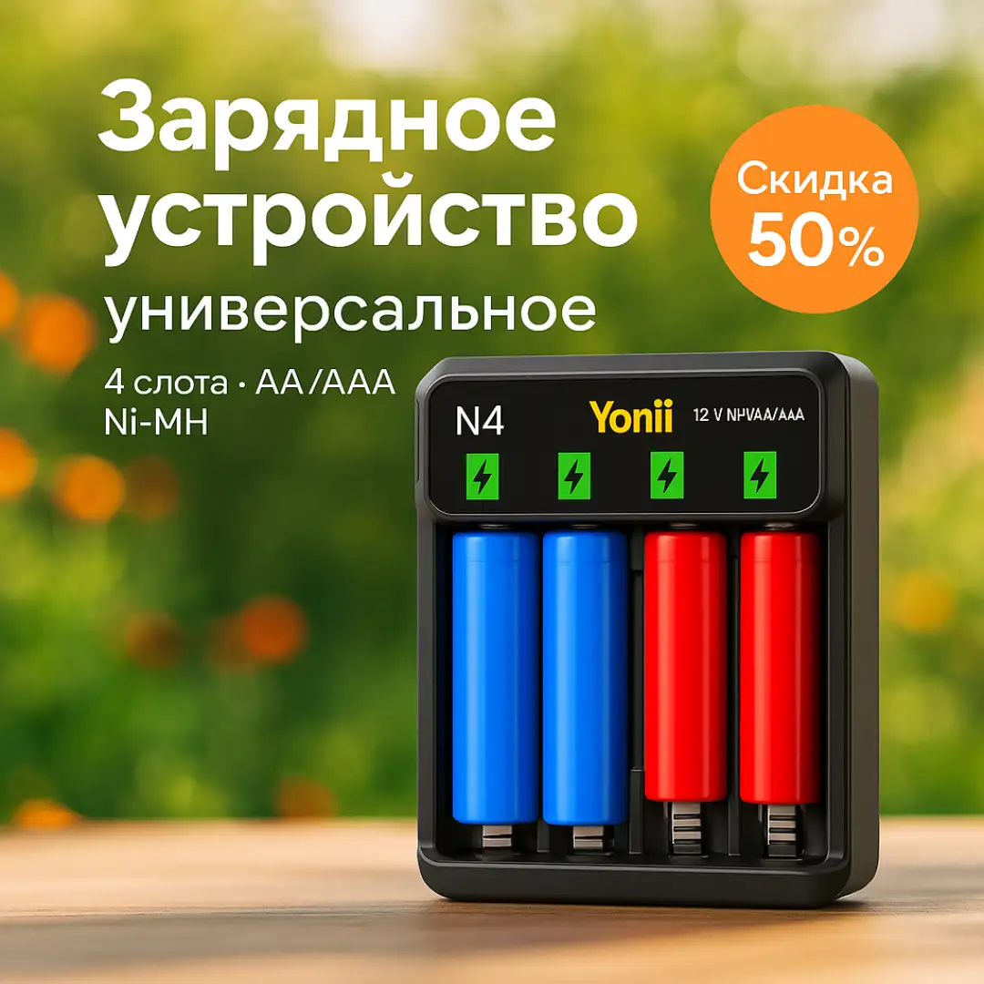 Умное USB-зарядное устройство аккумуляторов AA/AAA