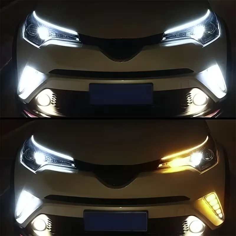 Две светодиодных гибких ленты для авто с белым и желтым свечением