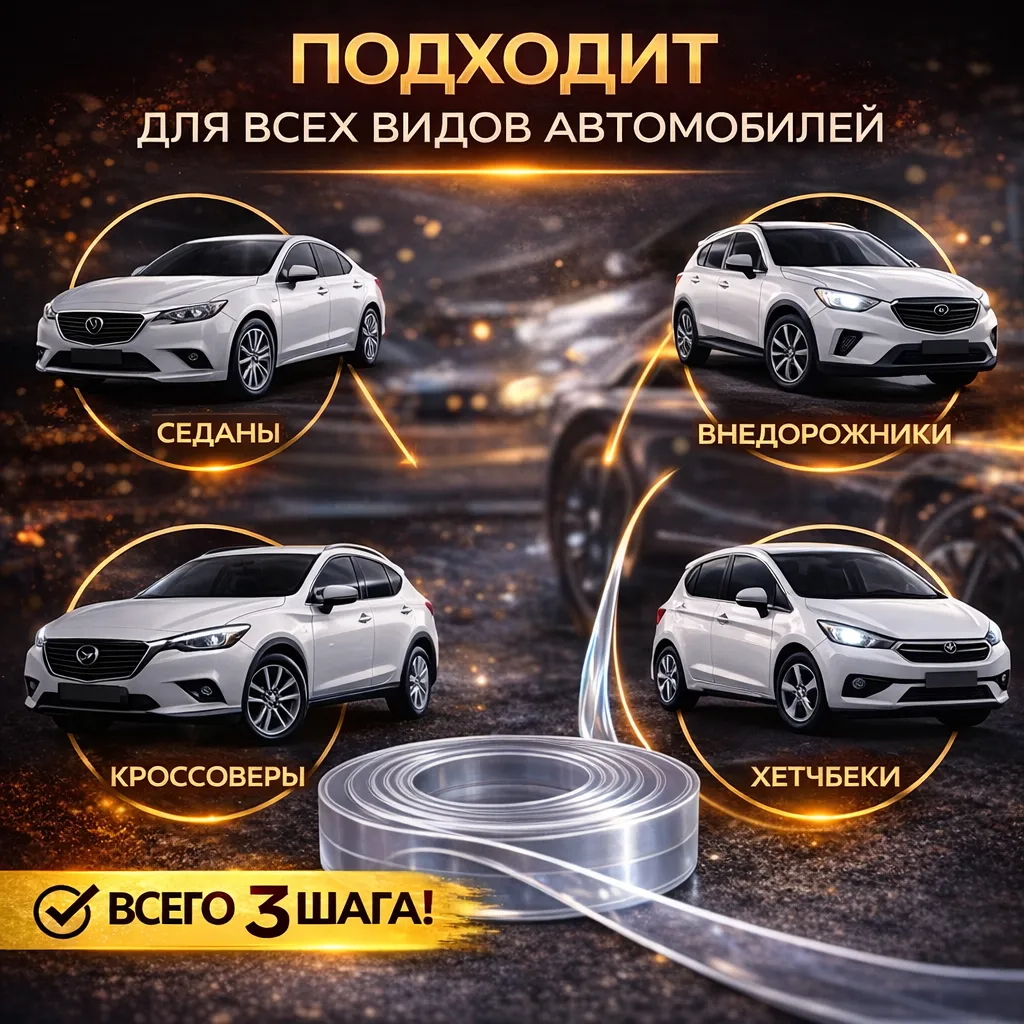 Защита на кромку двери автомобиля прозрачная 5 метров