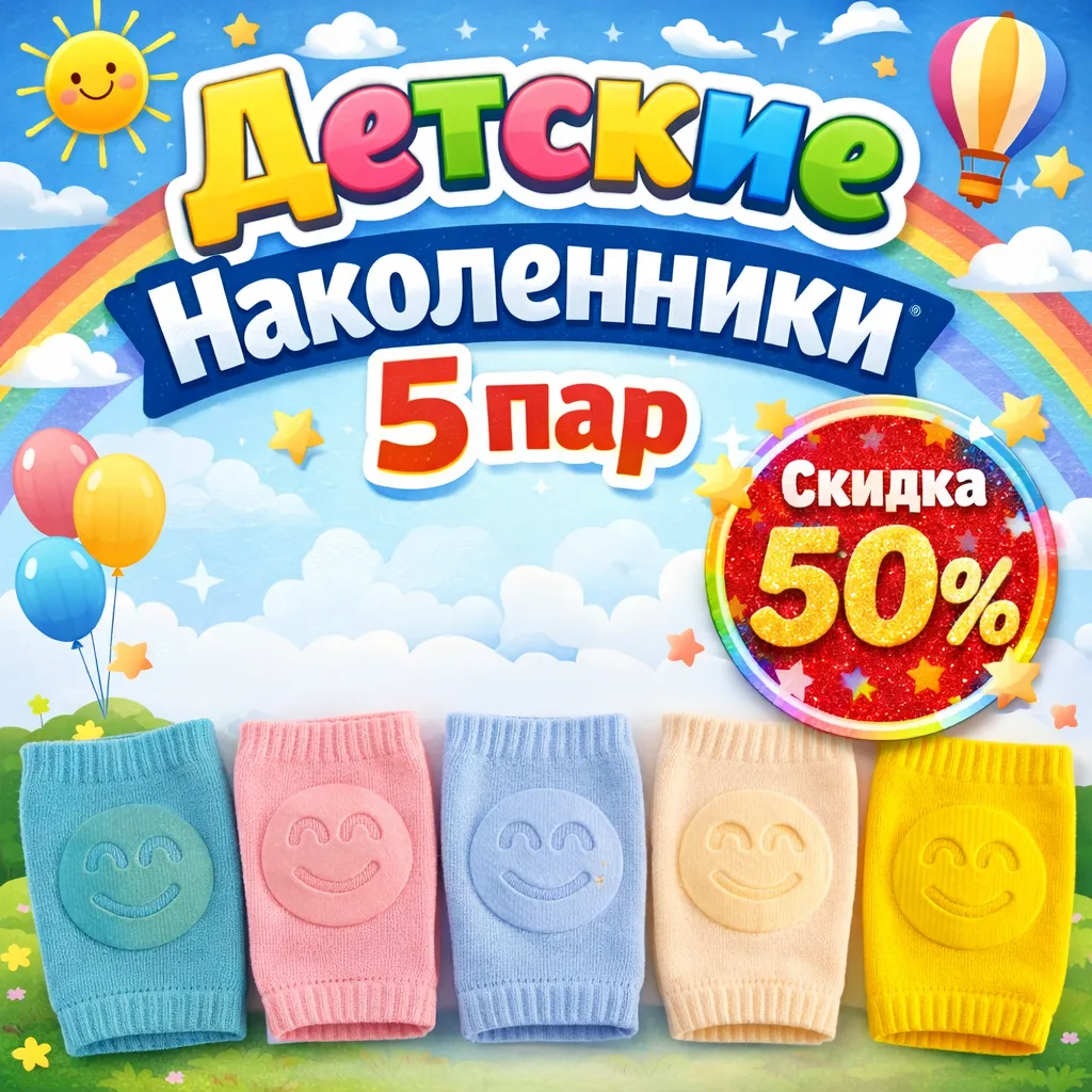 Детские наколенники для ползания, 5 пар, мягкие и эластичные