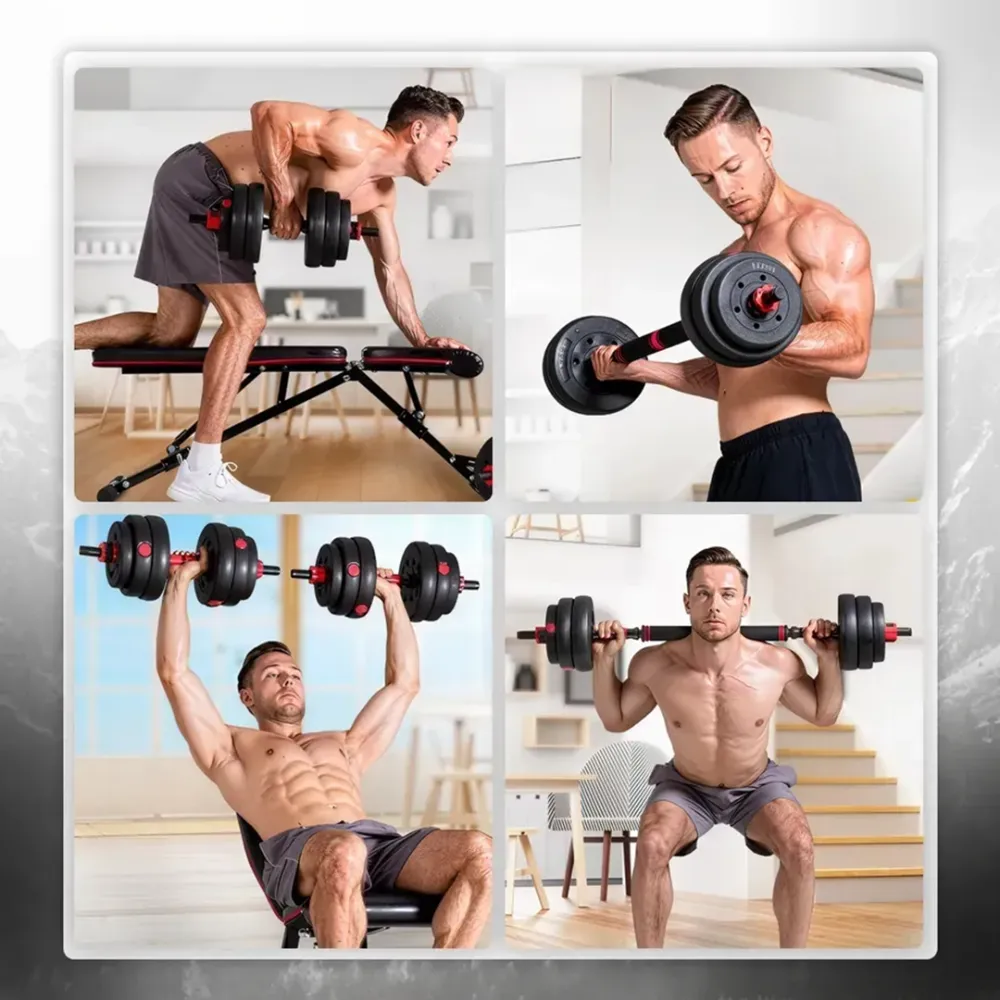 Набор 2-в-1 со штангой и гантелями