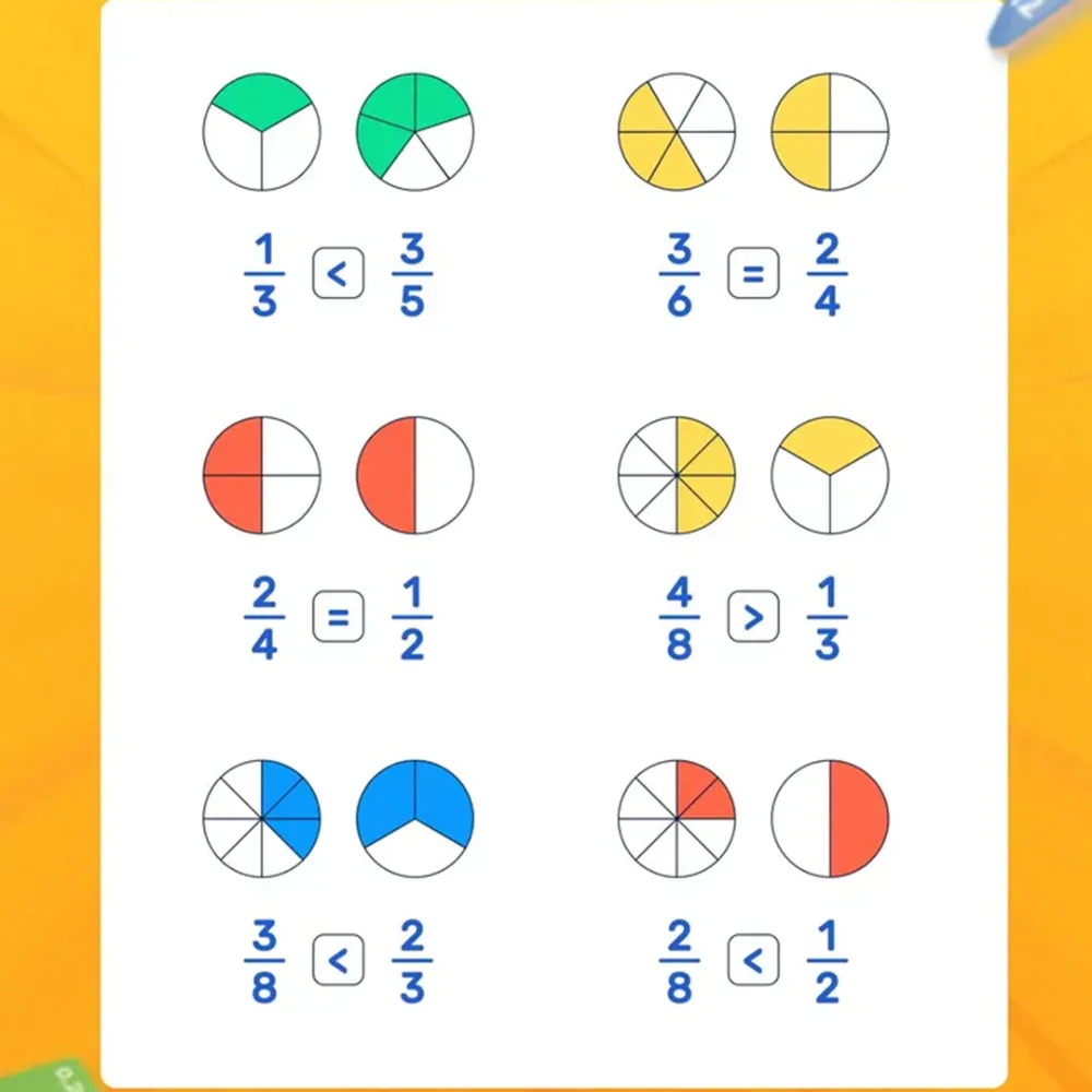 Детская книга-головоломка с дробями