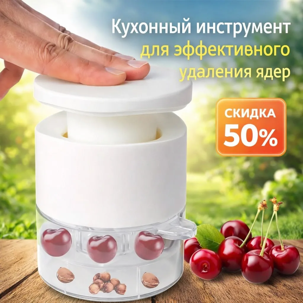 Удалитель косточек из вишни и фиников с 7 отверстиями, прозрачный инструмент