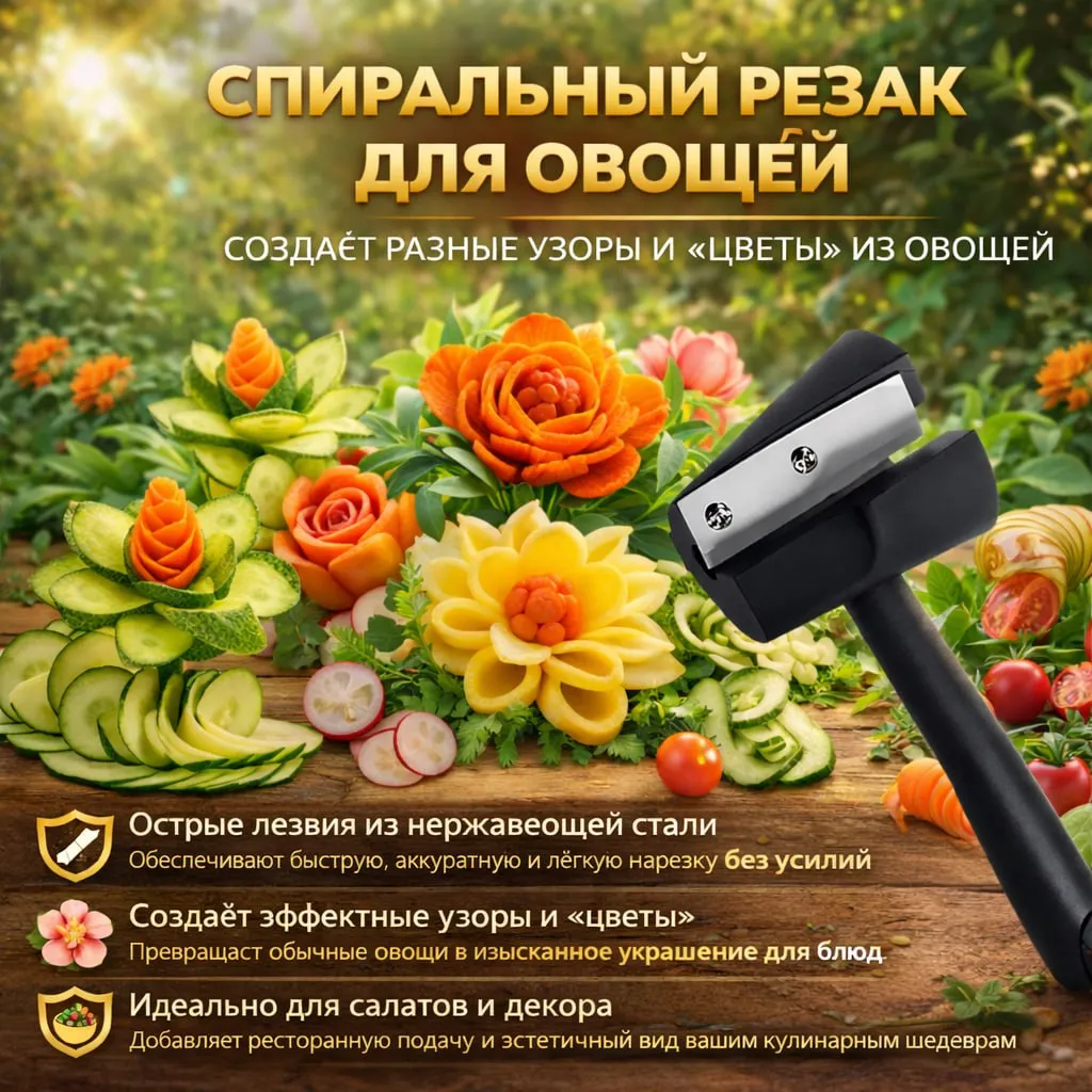 Спиральный резак для овощей — нарезка цветов