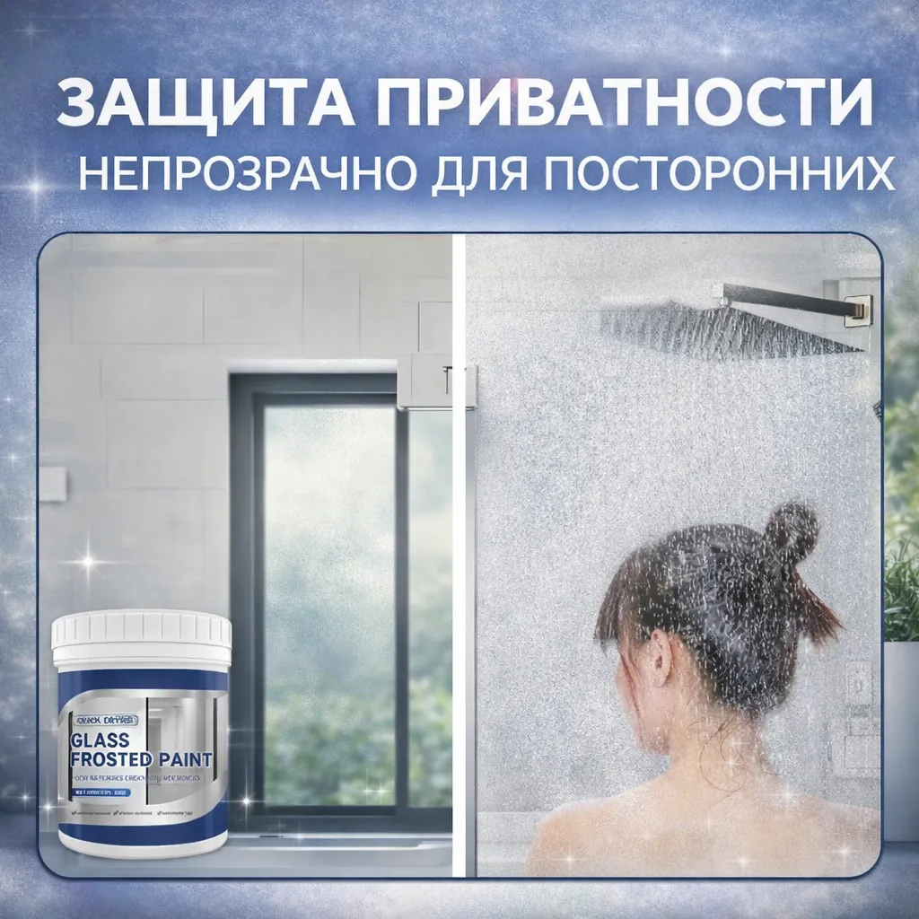 Матовая краска для окна 500 мл с эффектом матового стекла до и после нанесения