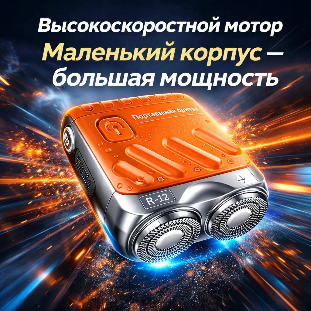 Мини портативная электробритва R-12 с влагозащитой и USB-зарядкой