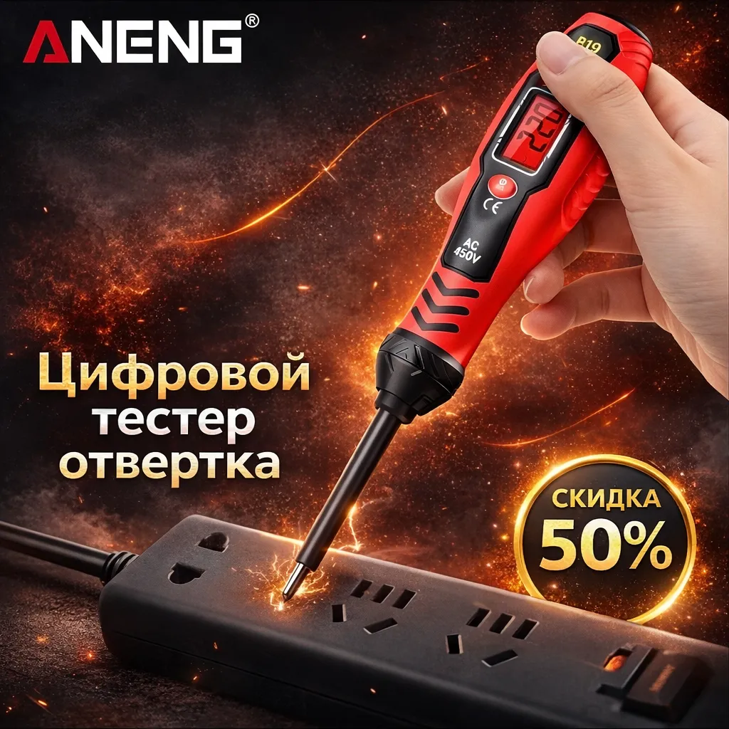 Цифровой тестер-отвёртка ANENG B19 с LCD-дисплеем и изолированной рукояткой