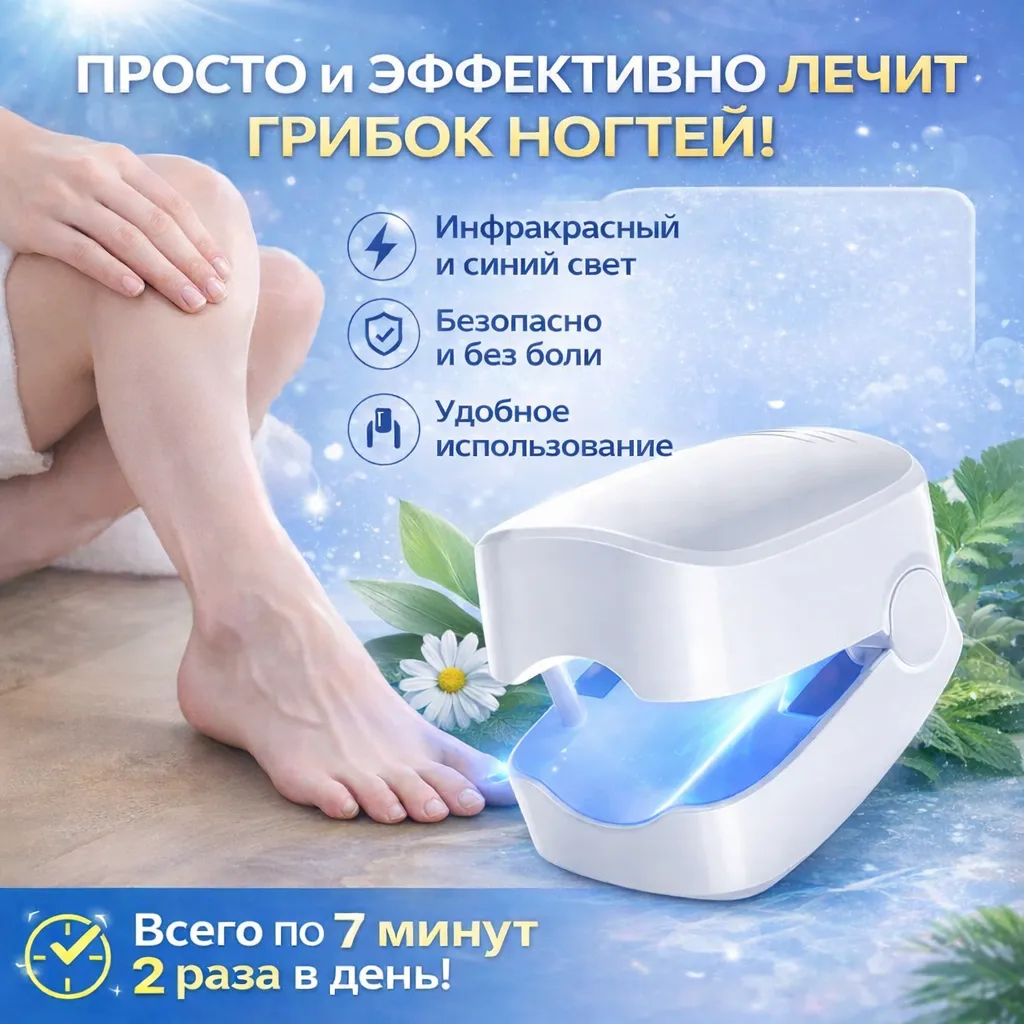 Прибор для лечения грибка ногтей с синим и инфракрасным светом