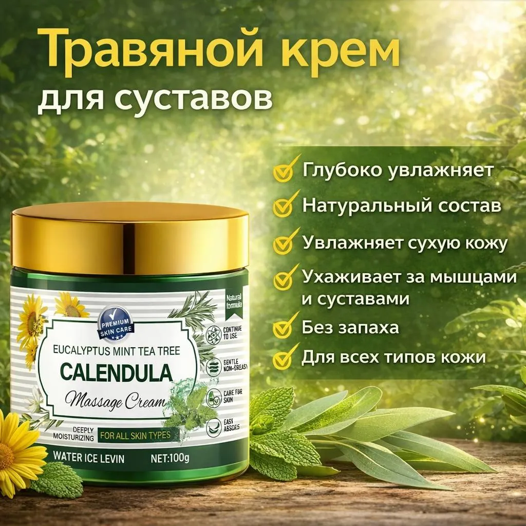 Крем для мышц и суставов с календулой и травяными экстрактами