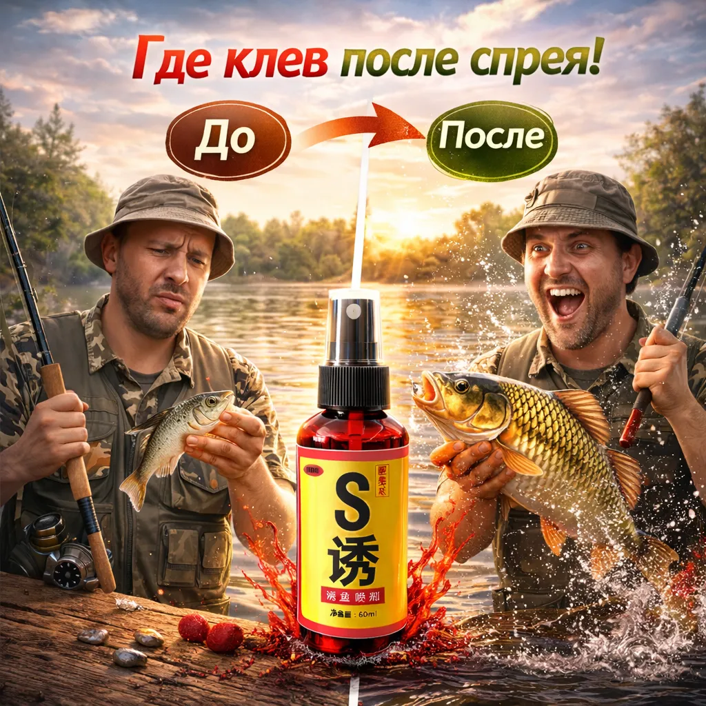 Красная рыболовная приманка спрей 60 мл для усиления клёва
