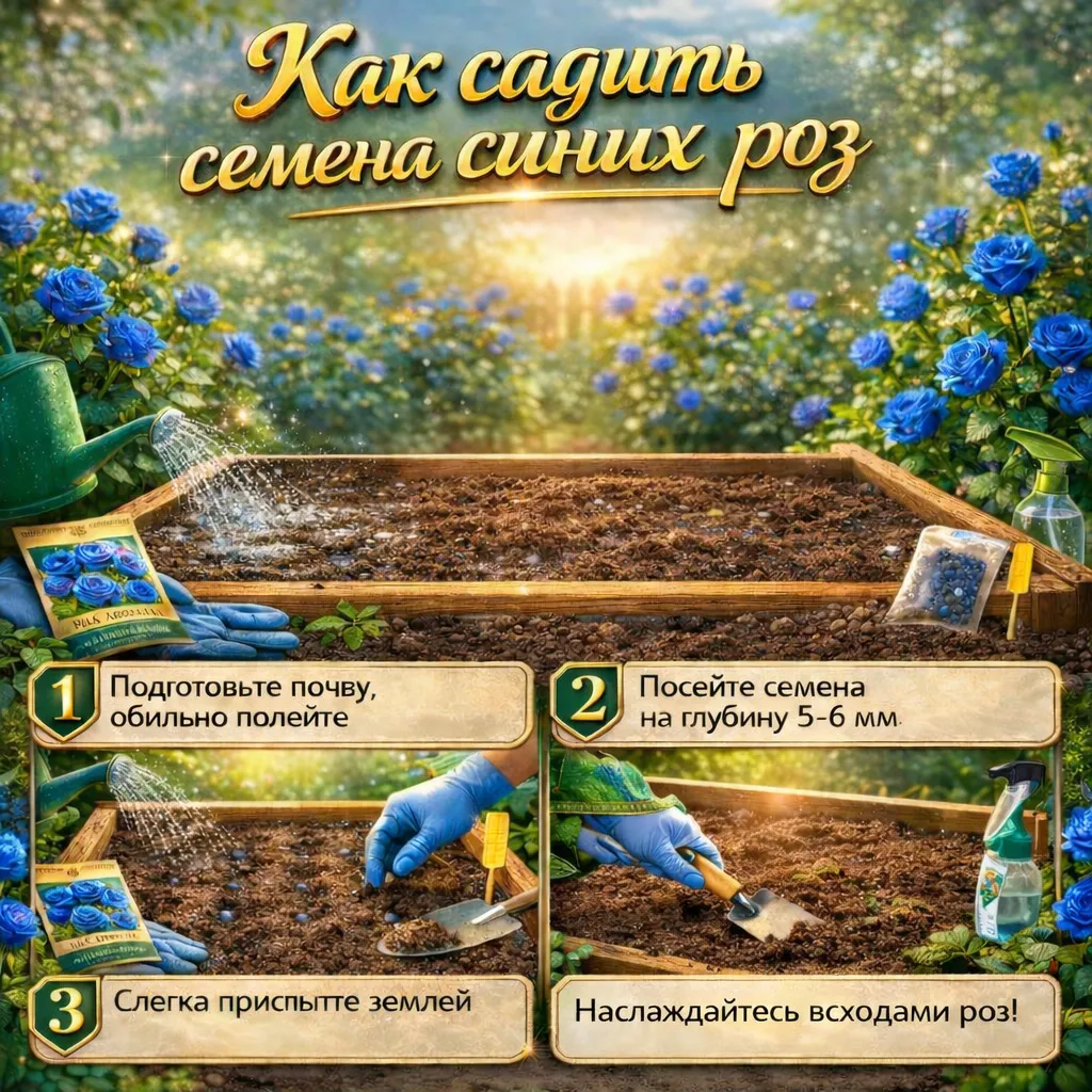 Семена синих роз 50 семян для выращивания красивых декоративных цветов