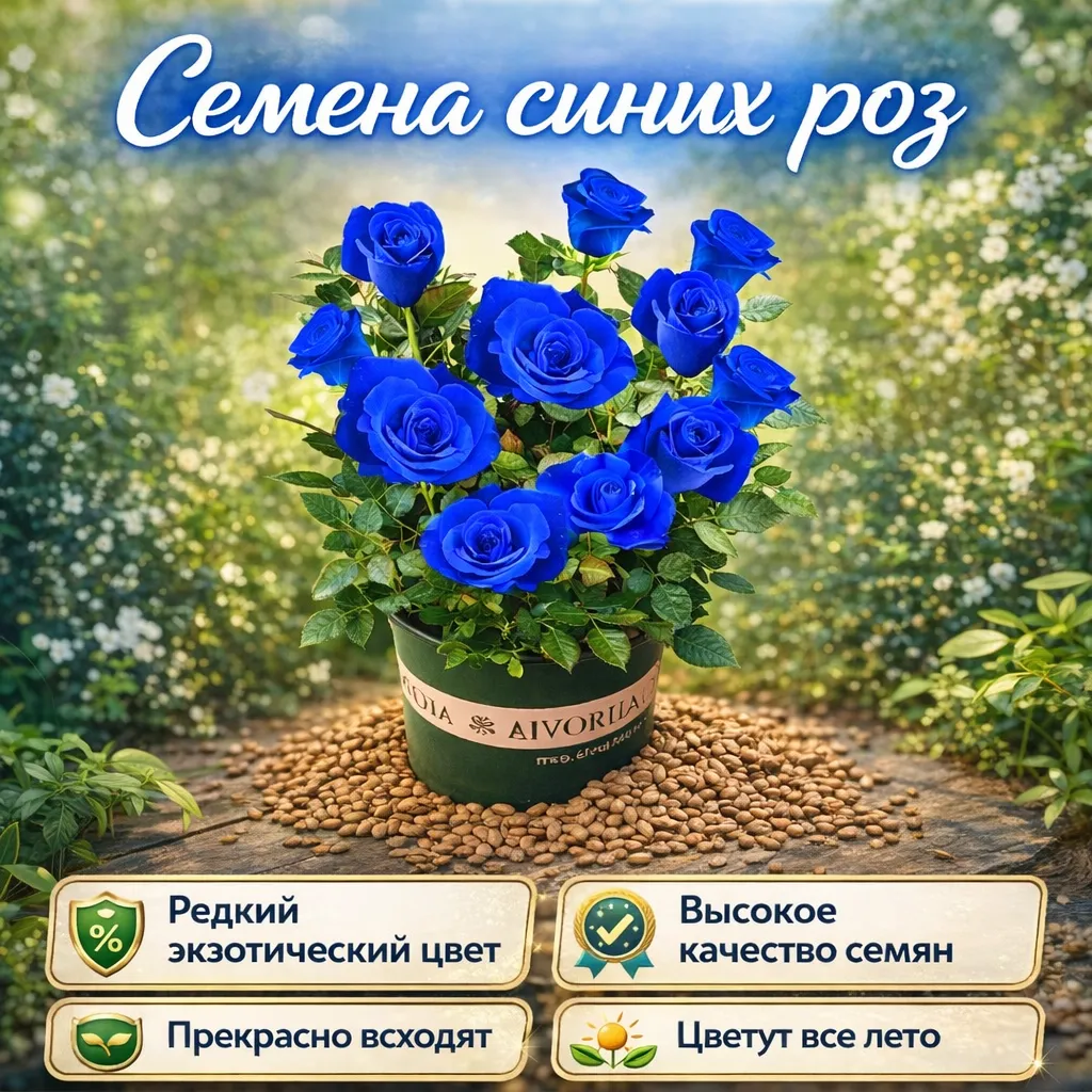Семена синих роз 50 семян для выращивания красивых декоративных цветов