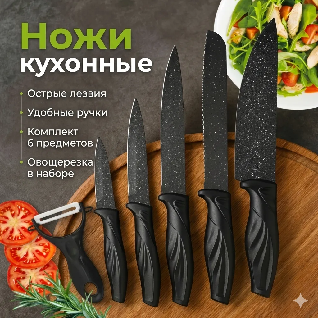 ножи кухонные 6 шт