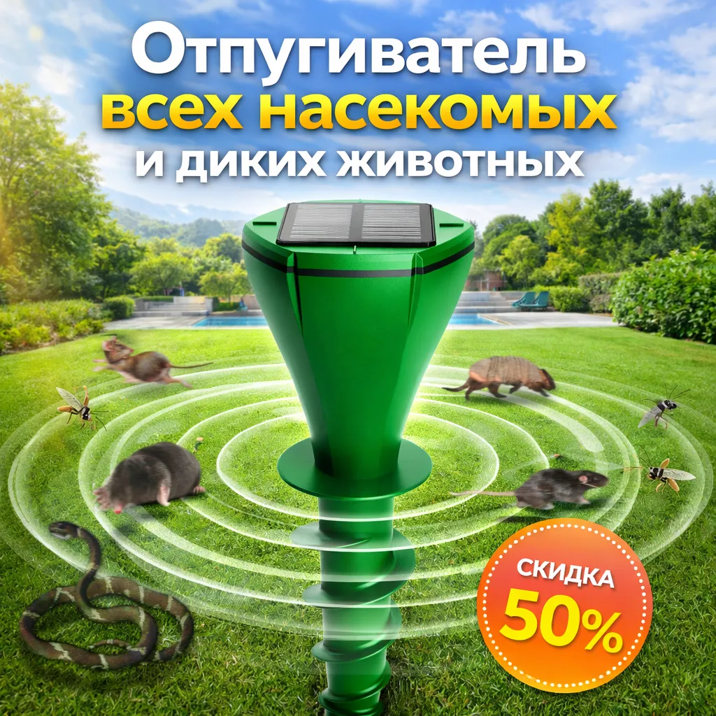 Солнечный отпугиватель насекомых и диких животных для сада и участка