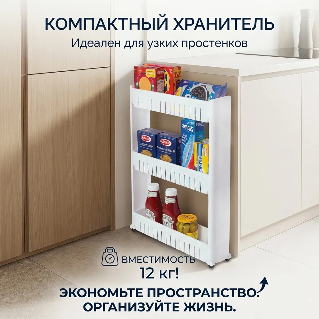 узкая этажерка на колесиках