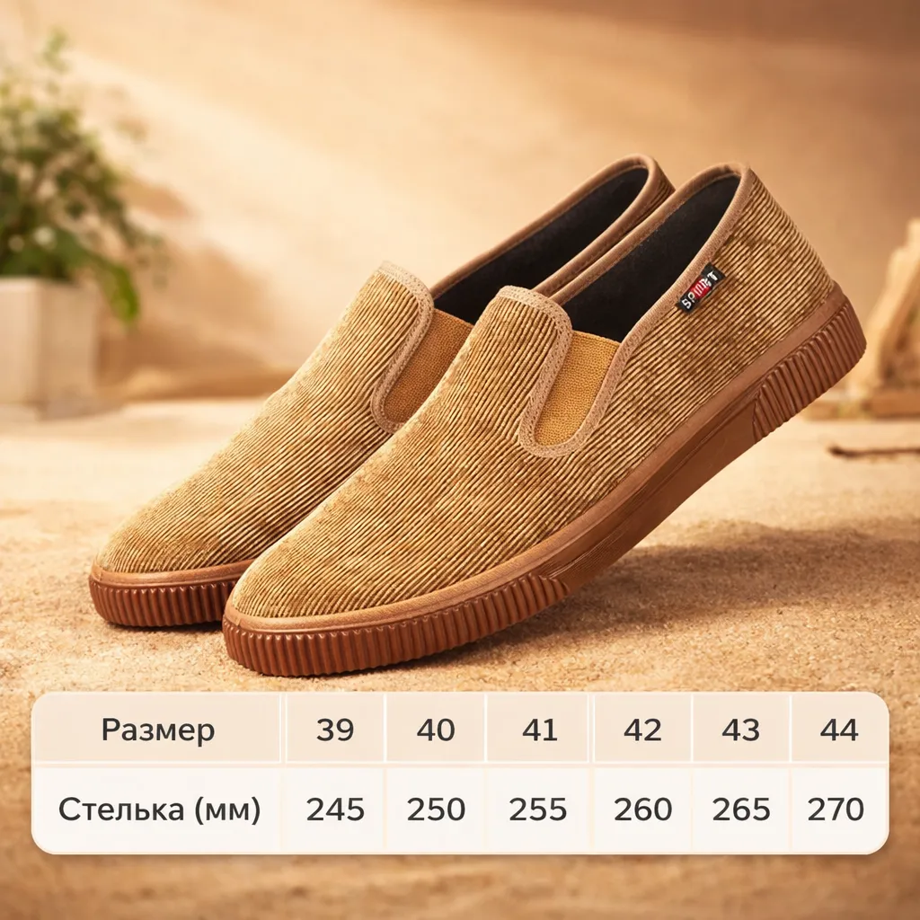 Мужские слипоны Benjamin из вельвета с антискользящей подошвой