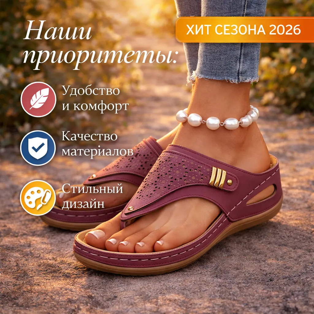 Женские шлепанцы с открытым носком и удобной подошвой
