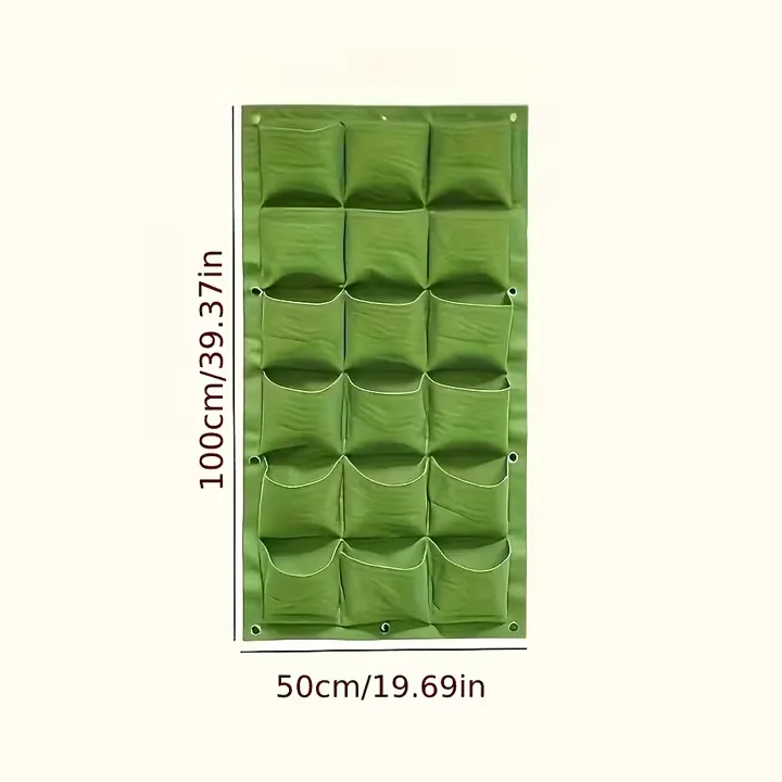 Настенный вертикальный сад с зелеными карманами и растениями