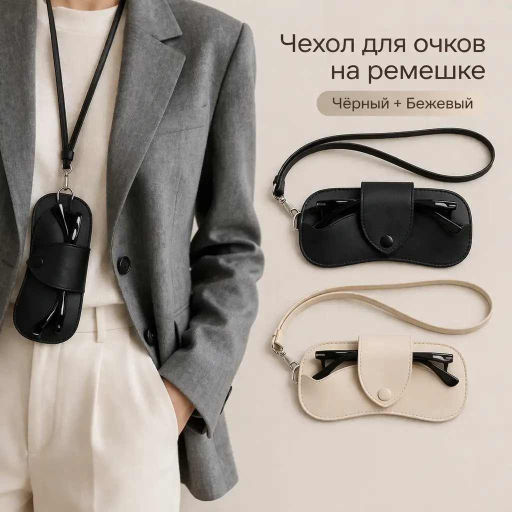 Чехол для очков на ремешке (набор из 2 цветов)