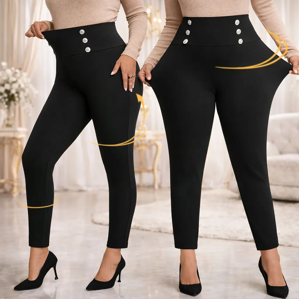 Облегающие эластичные брюки с пуговицами повседневные