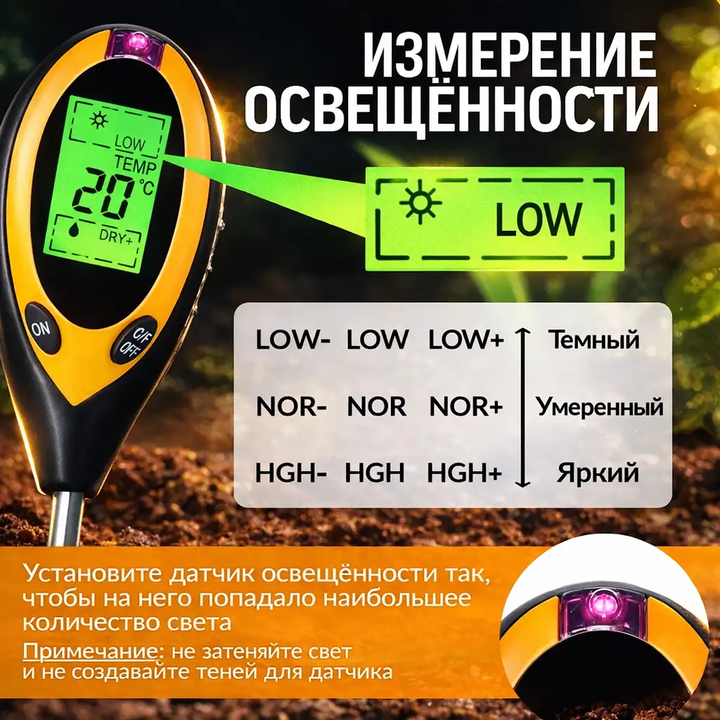 Контроль уровня освещённости