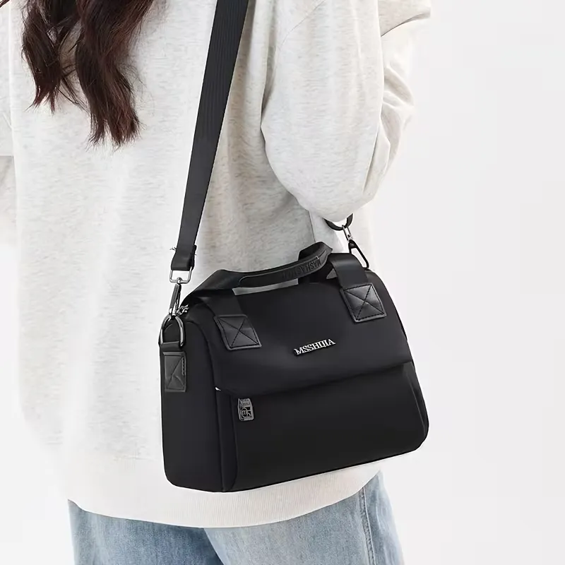 Женская нейлоновая сумка через плечо с короткими ручками и длинным ремнем