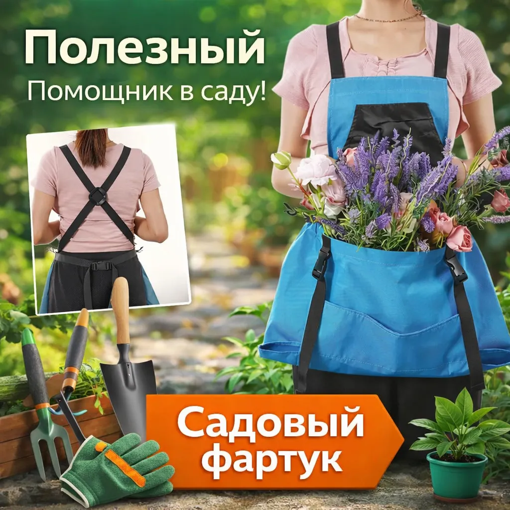 садовый фартук с большими карманами