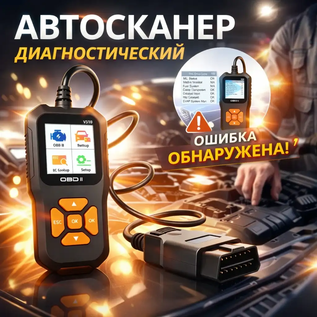 Сканер имеет широкий спектр функций, которые помогут вовремя узнать об поломке авто 