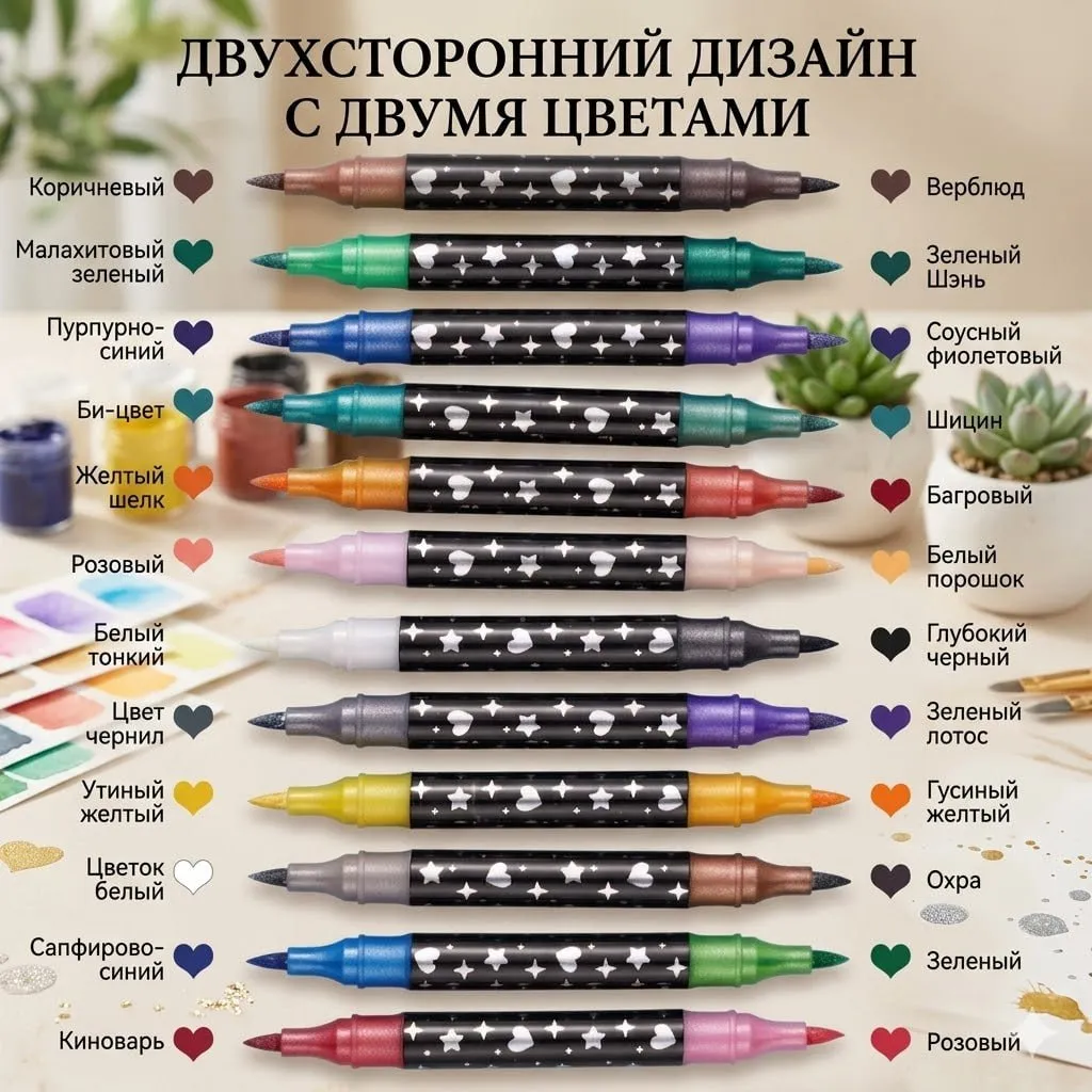 Набор двусторонних блестящих водных маркеров 48 цветов