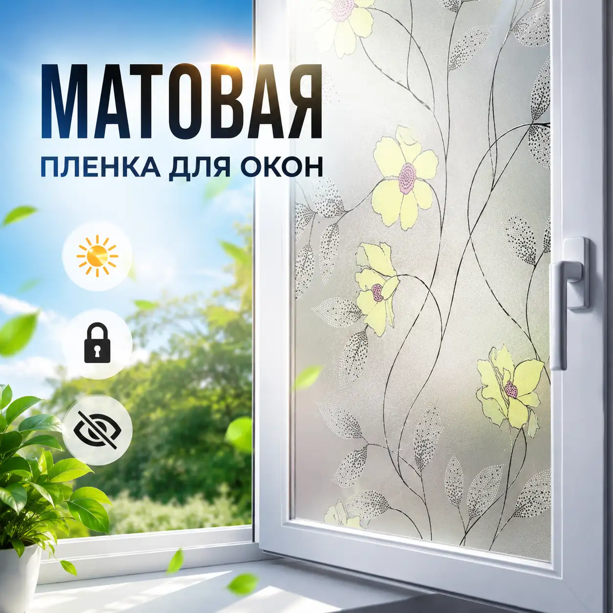 Премиальная матовая пленка для окон с изящным узором