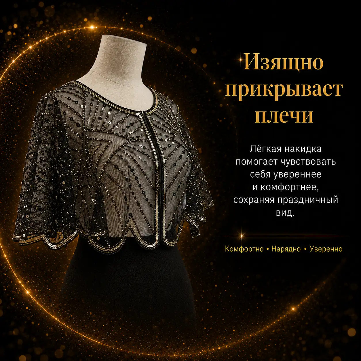 Изящно прикрывает плечи