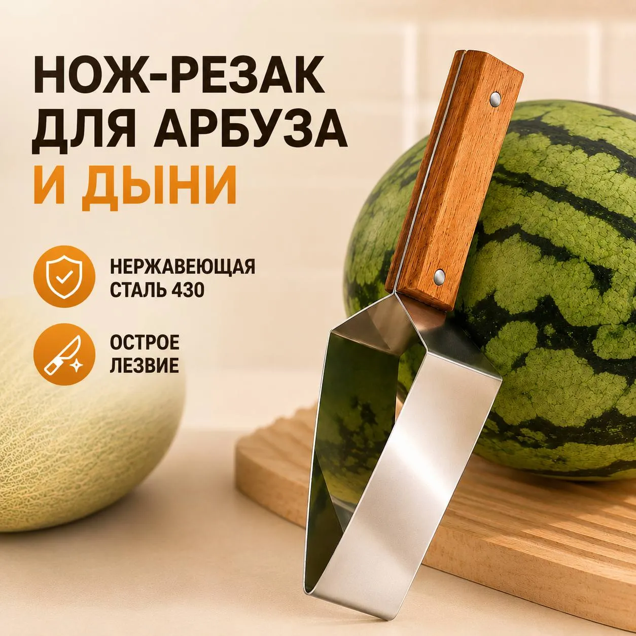 нож-треугольник для арбуза и дыни