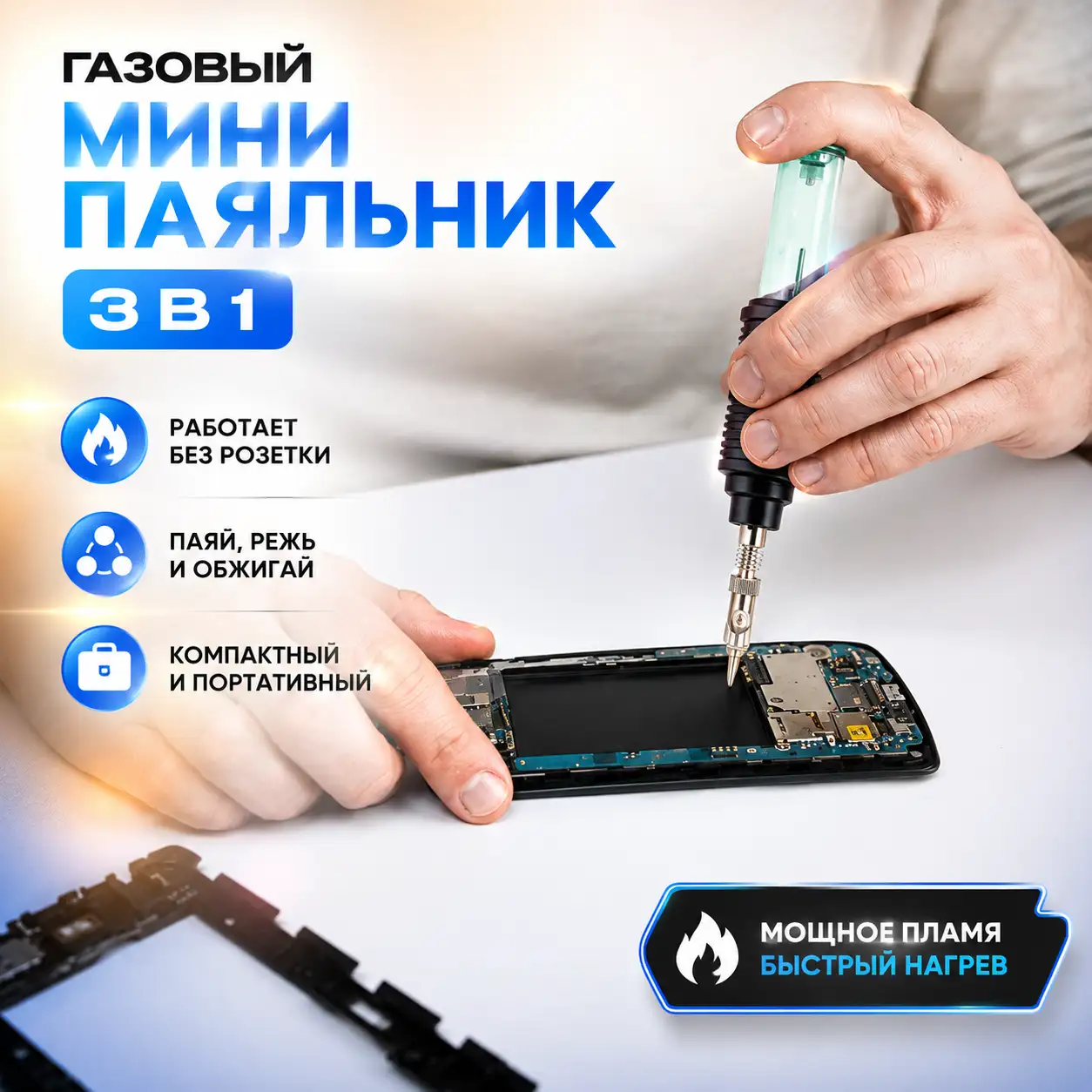 Многофункциональный газовый мини-паяльник 3 в 1
