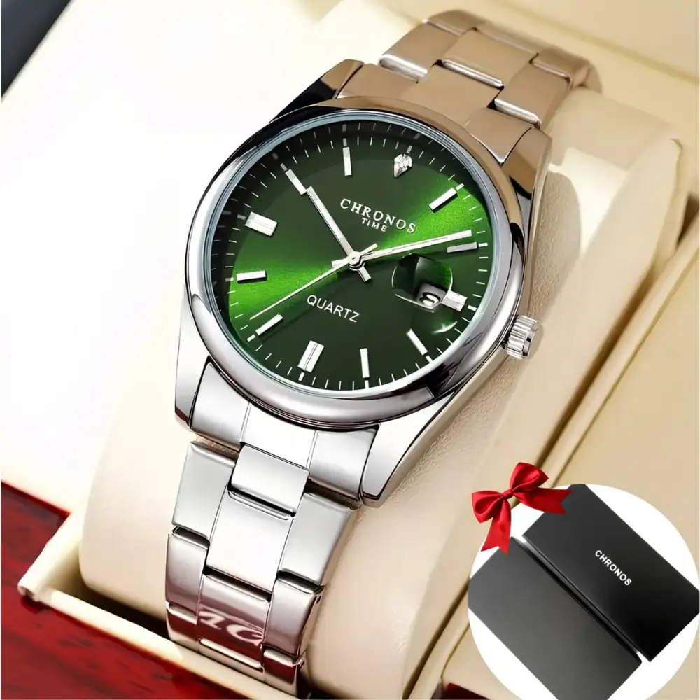 Кварцевые мужские изумрудные часы CHRONOS