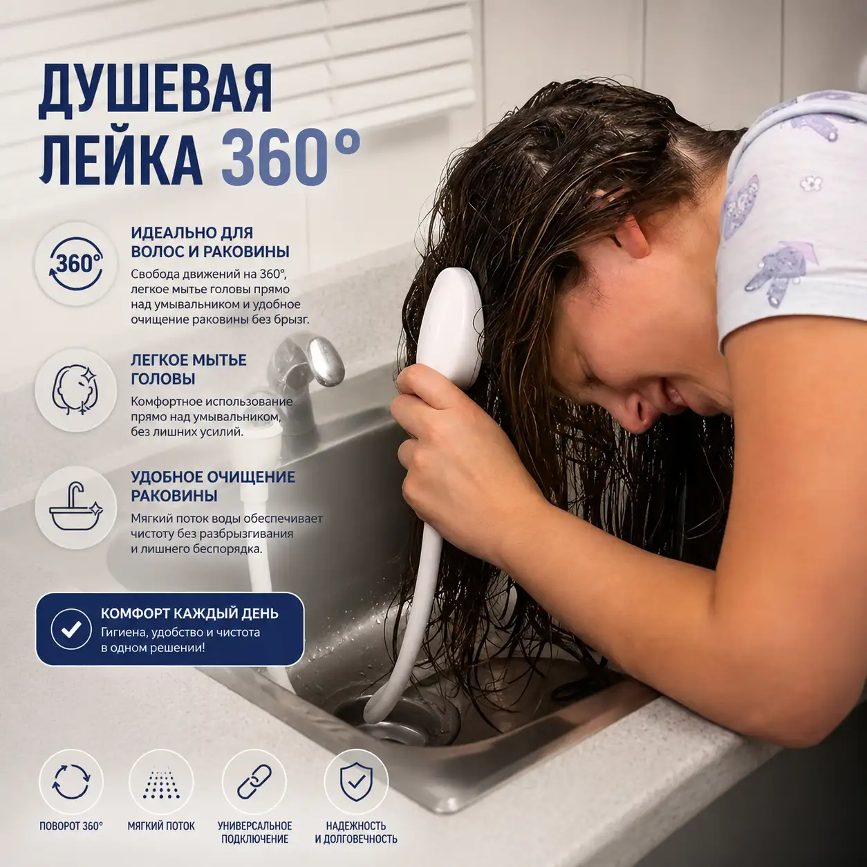 Душевая лейка 360°