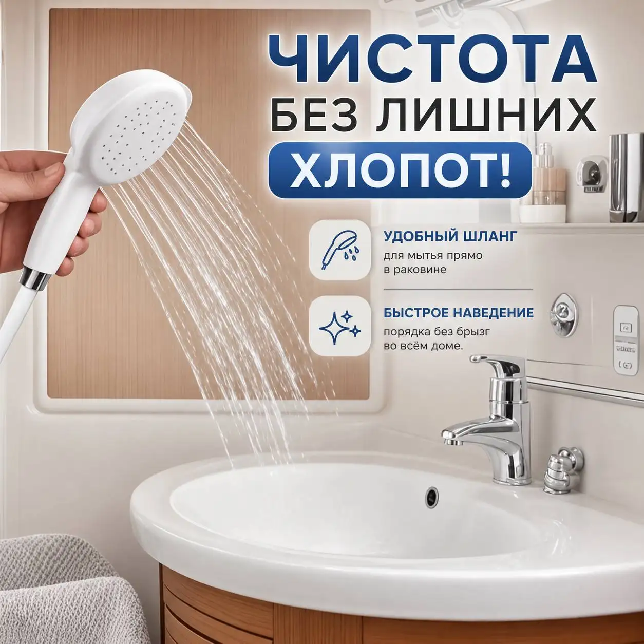 Многофункциональный душ для умывальника.