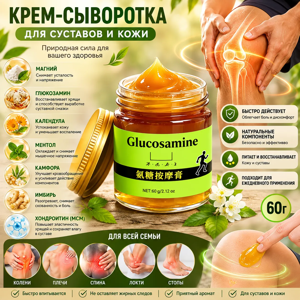 крем сыворотка для кожи и суставов 60г.