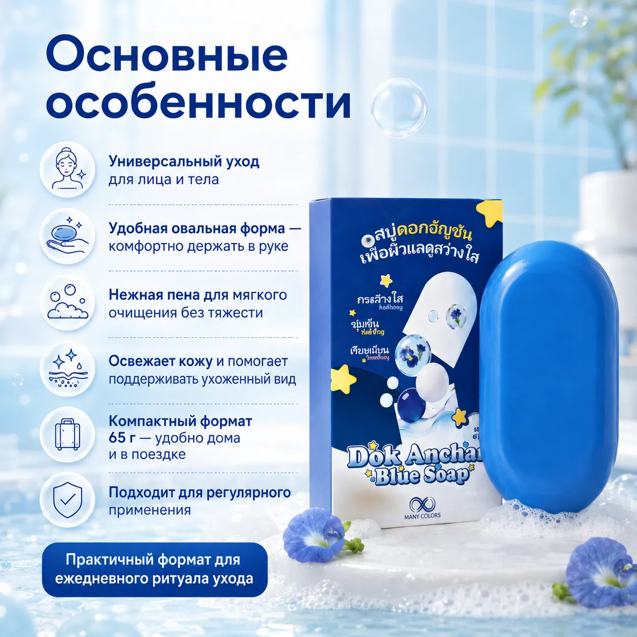 синее мыло для лица и тела