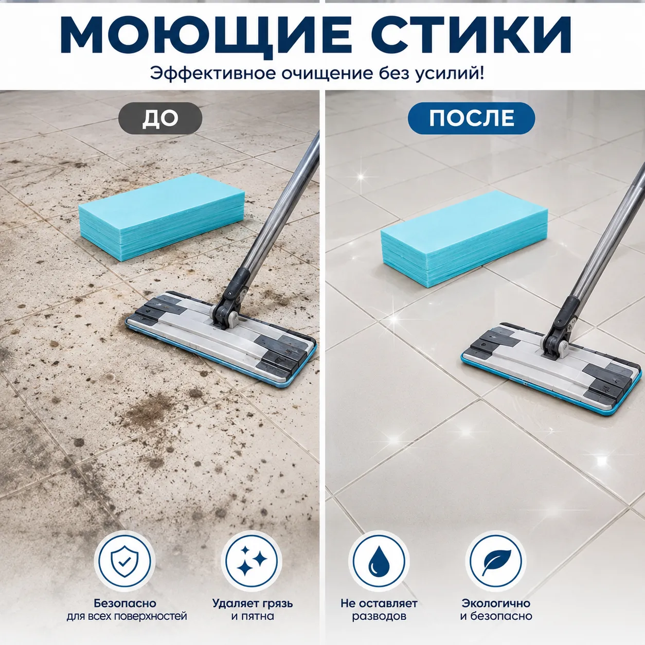Моющие стики 100 шт. для уборки пола, плитки, кухни и других поверхностей