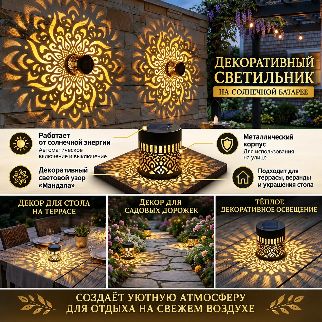 Декоративный уличный светильник в виде подсолнуха на солнечной батарее для сада, двора и террасы