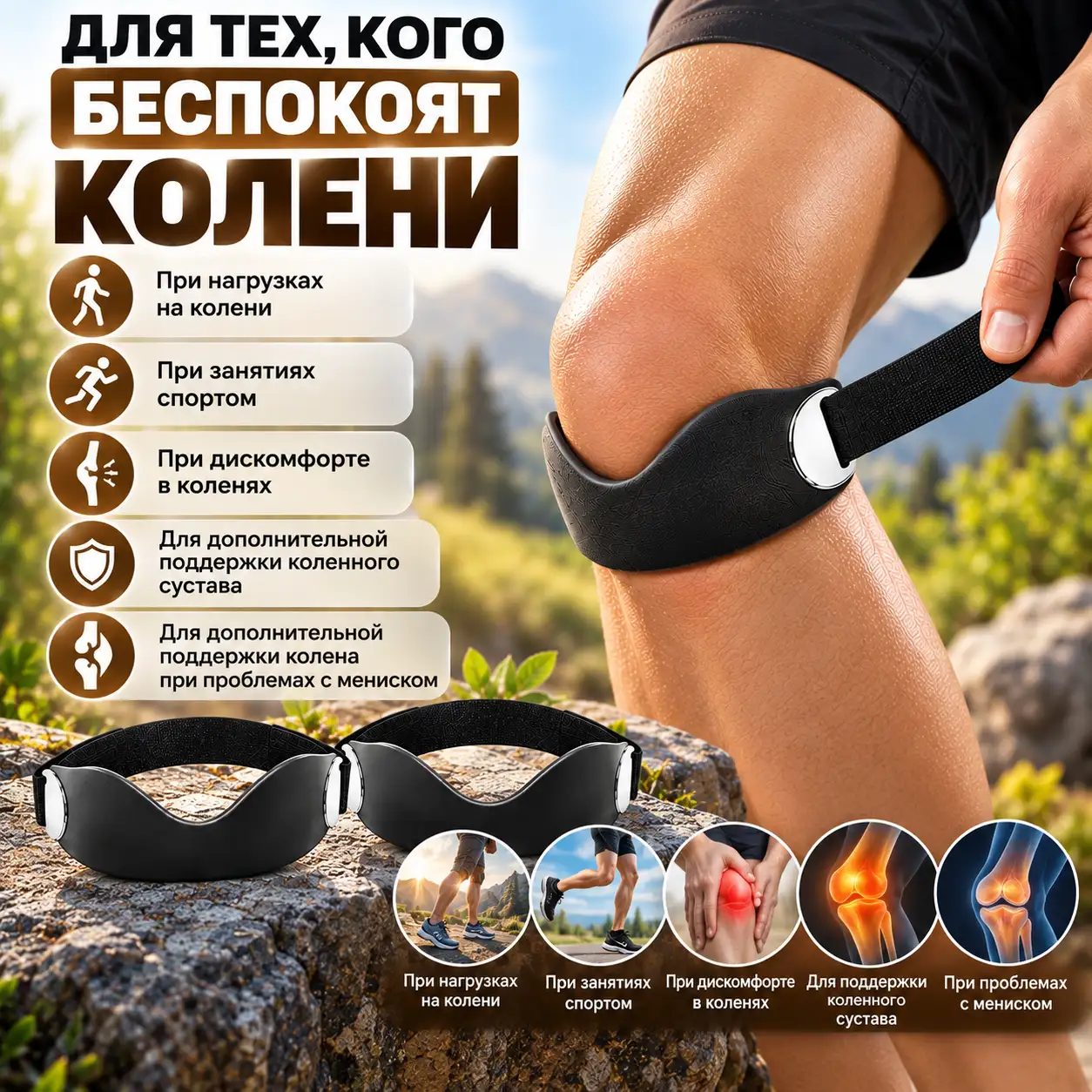 Фиксаторы колена 2 шт. — комфортная поддержка во время движения