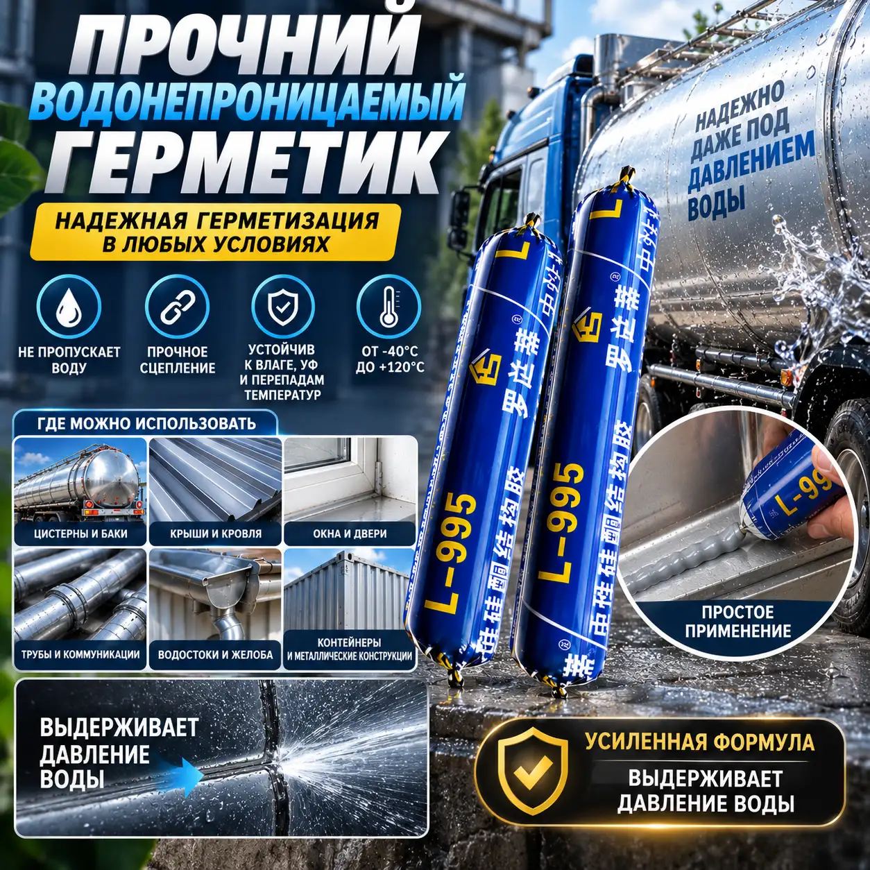 Прозрачный водонепроницаемый герметик 750 г — прочная защита от протечек