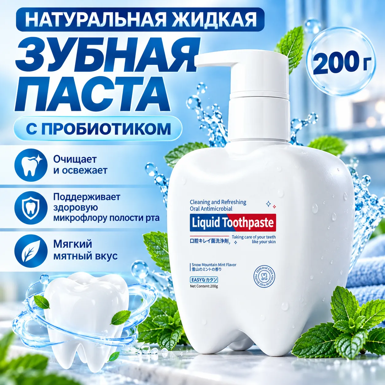 Японская отбеливающая зубная паста Fresh Toothpaste с мятным вкусом