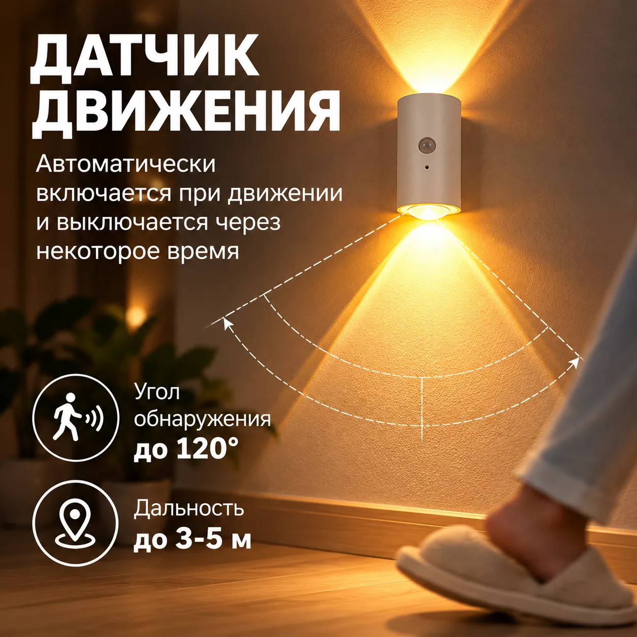 Cветильник с датчиком движения WallGlow